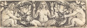 Ornament med tre Satyrer af Sebald Beham