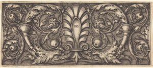 Ornament med to groteske delfiner af Sebald Beham