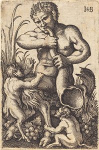 Satyr blæser et horn af Sebald Beham