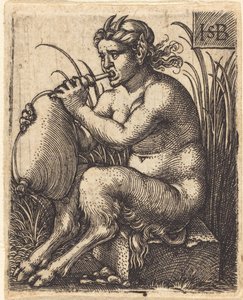 Satyr kvinde, der spiller sækkepibe