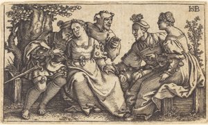 To kærlige par med klovn af Sebald Beham