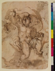 Putto på en sky (recto) af Sebastian (attr.to) Munoz