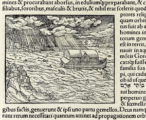 Noahs Ark og syndfloden, fra 1550-udgaven af 