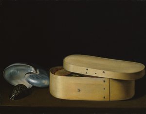 Stilleben med skaller og en træspånæske, slutningen af 1620