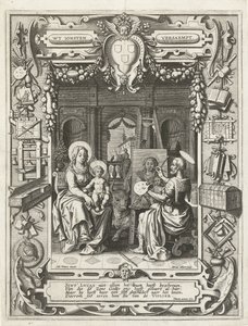 Våbenskjold fra Sankt Lukas Laug med Sankt Lukas maleri Madonna og barn, 1620-21