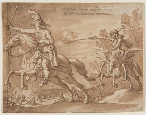 Døden på hesteryg jagter en flyvende ridder, 1631. af Sebastian Vrancx