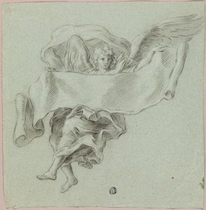 Engel med putti, der bærer objekt af Sebastiano Conca