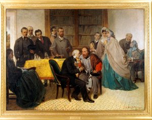 Mødet mellem Giuseppe Garibaldi (1807-1882) og Alessandro Manzoni (1785-1873)