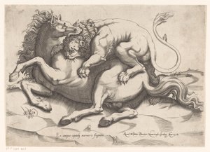 Hest angrebet af en løve af Sebastiano di Re