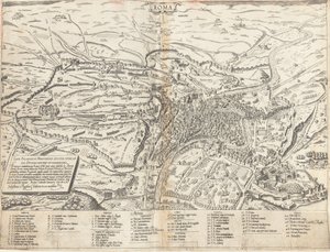 Topografisk kort over det moderne Rom af Sebastiano di Re after Giovanni Antonio Dosio