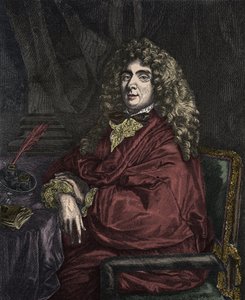Portræt af Jean-Baptiste Poquelin dit Moliere (Jean Baptiste Poquelin af Sébastien Bourdon