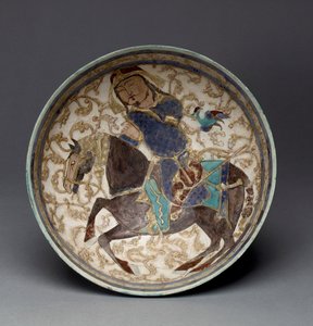 Skål med prins på hesteryg fra Iran (dekoreret stenpasta) af Seljuq Dynasty Seljuq Dynasty