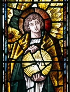 Ærkeenglen St Uriel detalje, ca. 1890 (farvet glas) af Selwyn Image