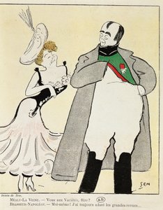 Skuespiller Albert Bresseur 1901 (1862-1932) i rollen som Napoleon i Madame Sans-Gene, af Victorien Sardou (1831-1908), karikatur fra 1893 (illustration) af Sem