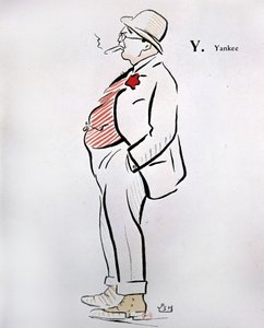 Tegneserie af amerikaner i "" Alphabet of Sem"" (1863 - 1934), Y as Yankee, n.d., 20. århundrede.