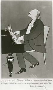 Den franske komponist Jules Massenet spiller (tegning) af Sem