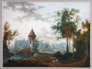 Mill and Pil Tower i Pavlovsk park, før 1797 af Semyon Fyodorovich Shchedrin
