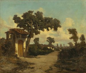 Around Florence, af Serafino De Tivoli (1825-1892), olie på lærred, 31x37 cm