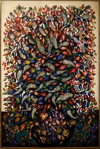 Blomster og frugt, ca. 1920 (olie på lærred)