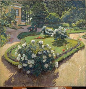 Un jardin (A Garden) - Værk af Sergei Arsenyevich Vinogradov (1869-1938), gouache og pastel på papir af Sergei Arsenevich Vinogradov
