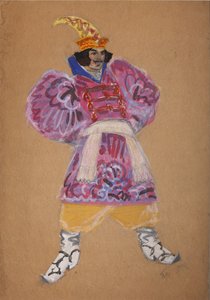 Kostumedesign til operaen Den gyldne Cockerel af N. Rimsky-Korsakov af Sergei Vasilievich Malyutin