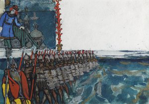 Illustration til eventyret om zaren Saltan af A. Pushkin af Sergei Vasilievich Malyutin