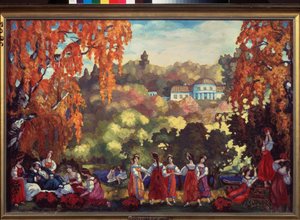 Sensommer - Værk af Sergei Yurievich Sudeykin (Serge Soudeikine) (1882-1946), olie på pap
