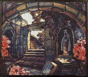 Forberedende dekoration til stykket "Søster Beatrice" af Maurice Maeterlinck