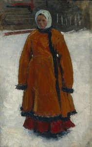 Pigen i den røde pelsfrakke, 1903-1906 af Sergej Vasilevic Ivanov