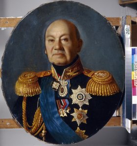 Portræt af comte Arseny Andreyevich Zakrevsky (Arseni Andreyevich Zakrevski) (1783-1865). Peinture de Sergey (Sergei, Serguei) Konstantinovich Zaryanko (Zarianko) (1818-1870), huile sur toile, apres 1848. Art russe 19e siecle, classicisme. Stat v. Suriko