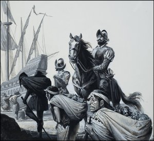 Guldtransport gennem Panama (gouache på papir) af Severino Baraldi