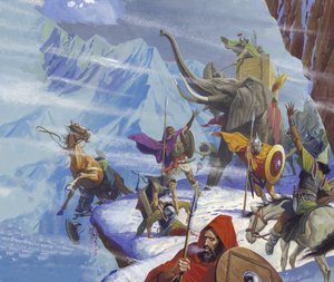 Hannibal (247-c.183 f.Kr.) krydser Alperne (gouache på papir)