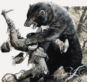 Hugh Glass bliver angrebet af en bjørn
