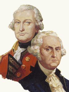 Lord Cornwallis og George Washington (gouache på papir)