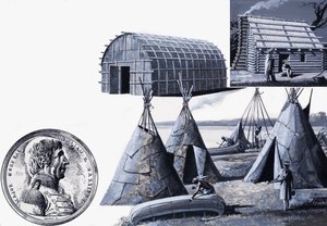 Hjemmene for de forskellige typer amerikanske indianere (gouache på papir)