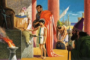 Uidentificeret bibelsk scene med lam, der bliver ofret af Severino Baraldi