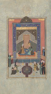 Bahram Gur i det mørke palads lørdag, Folio 207 fra en Khamsa..., A.H. 931A.D. 1524-25 af Shaikh Zada