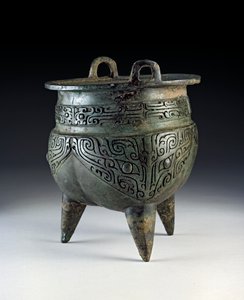 Li-fartøj, med taotie-designet, Erligang-perioden, Shang-dynastiet, ca. 1500-1050 f.Kr. (bronze)