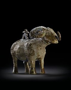 Rituel vædderformet vinkar, Gong (bronze) af Shang Dynasty Chinese School