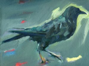 Walking Crow, 2024 (olie på lærredsplade)