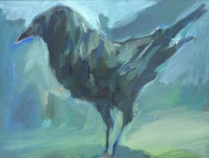 Walking Green Crow, 2024 (olie på lærred)