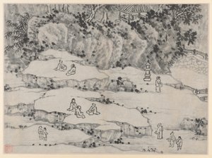 Tolv udsigter over Tiger Hill, Suzhou: The Nodding Stone Terrace, Tiger Hill og Thousand-Man Seat af Shen Zhou
