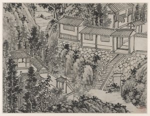 Tolv udsigter over Tiger Hill, Suzhou: The Pine Retreat, efter 1490. af Shen Zhou