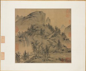 Rejsende i Autumn Mountains, 1. halvdel af 1300-tallet. af Sheng Mou