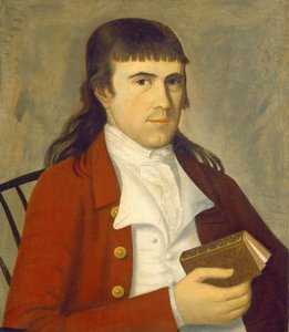 Portræt af en mand i rødt, ca. 17851790. af Sherman Limner
