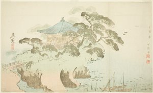 En tempelhal af Shibata Zeshin