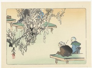 Beundrer blommeblomsten Sammenligninger af blomster (serietitel) Hana kurabe (serietitel på objekt) af Shibata Zeshin