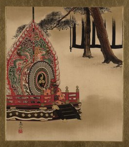 Lakmalerier af forskellige emner: Tromme til Gagaku-dans, 1882. af Shibata Zeshin