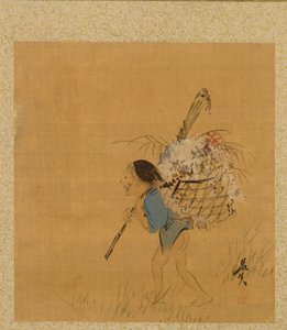 Bonde med kurv fra Album of Paintings af den ærværdige Zeshin af Shibata Zeshin