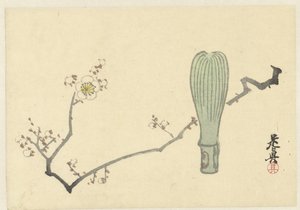 Blommeblomst og en tepisker af Shibata Zeshin